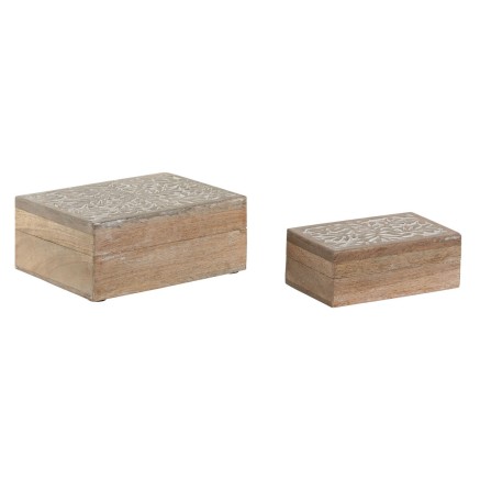 Jewelry box Home ESPRIT White Natural Mango wood (2 Pieces) 2