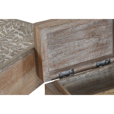 Boîte à bijoux Home ESPRIT Blanc Naturel Bois de manguier (2 Pièces