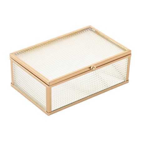 Box-Schmuckkästchen Home ESPRIT Gold Metall Kristall 15 x 11 x 5,5 cm