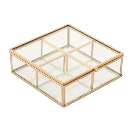 Box-Schmuckkästchen Home ESPRIT Gold Metall Kristall 15 x 16 x 5 cm