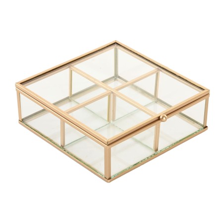Boîte à bijoux Home ESPRIT Doré Métal Verre 15 x 16 x 5 cm