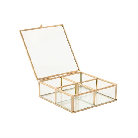 Jewelry box Home ESPRIT Golden Metal Crystal 15 x 16 x 5 cm