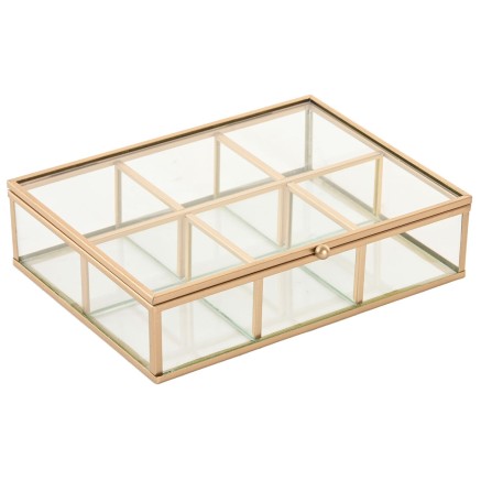 Box-Schmuckkästchen Home ESPRIT Gold Metall Kristall 20 x 16 x 5 cm