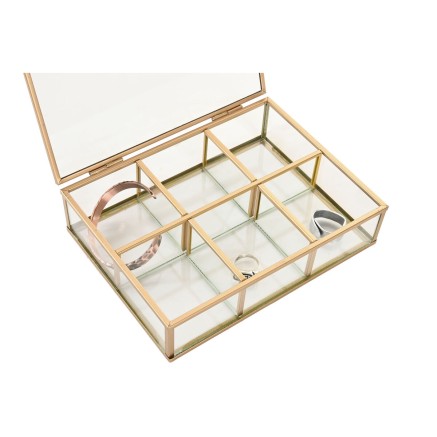Box-Schmuckkästchen Home ESPRIT Gold Metall Kristall 20 x 16 x 5 cm 2