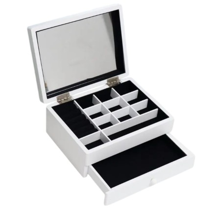 Scatola-Portagioie Home ESPRIT Bianco Legno MDF 21 x 17 x 9 cm