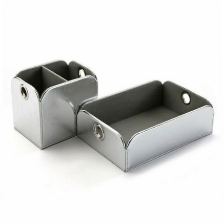 Vide-poches Versa Argent Cuir Synthétique Métal (13 x 6,5 x 20 cm) 2