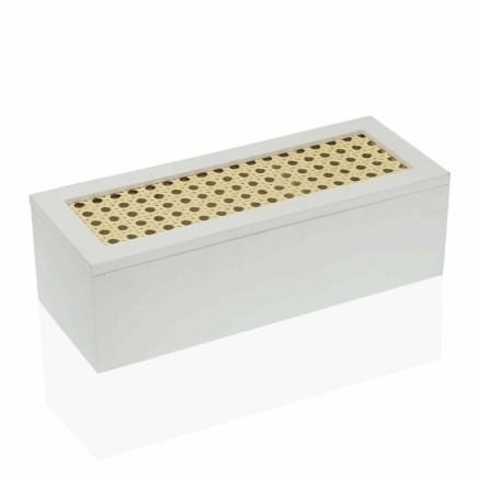 Doos-Juwelenkistje Versa Rechthoekig Wit (10 x 8 x 26 cm)