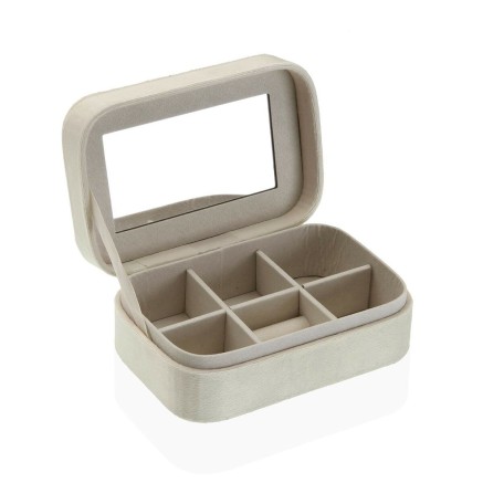 Boîte à bijoux Versa Crème Bois Miroir Bois MDF 10 x 6 x 14,7 cm 2