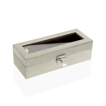 Boîte d'horloge Versa Crème Velours Bois Cuir Synthétique Miroir Bo