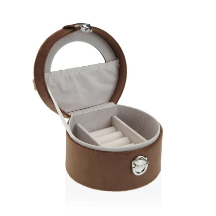 Boîte à bijoux Versa Marron Bois Miroir Bois MDF 11,5 x 8 x 11,5 cm 2