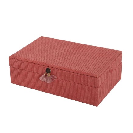 Boîte à bijoux Versa Rouge Polyester Carton Miroir 16 x 7,8 x 25 cm 2