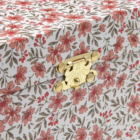Jewelry box Versa Wood MDF Wood 12 x 10 x 18 cm Flowers