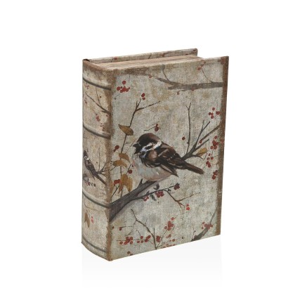 Jewelry box Versa Canvas MDF Wood 7 x 22 x 16 cm Bird 2