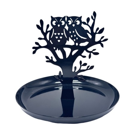 Jewellery Stand Versa Black Metal Iron 15 x 13 x 15 cm Owls