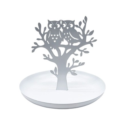 Porte-bijoux Versa Blanc Métal Fer 15 x 13 x 15 cm Hiboux 2