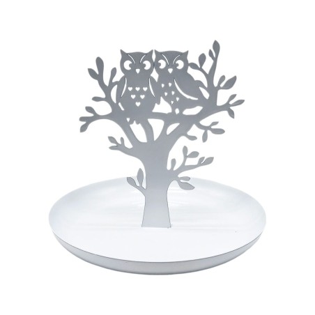 Schmuckständer Versa Weiß Metall Eisen 15 x 13 x 15 cm Eulen