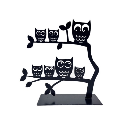 Porte-bijoux Versa Noir Métal Fer 7 X 18 X 18 CM Famille Hiboux