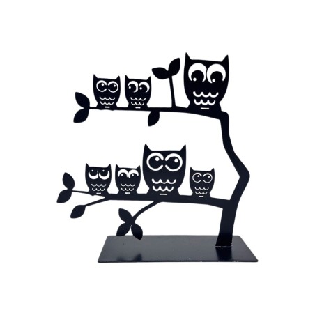 Porte-bijoux Versa Noir Métal Fer 7 X 18 X 18 CM Famille Hiboux