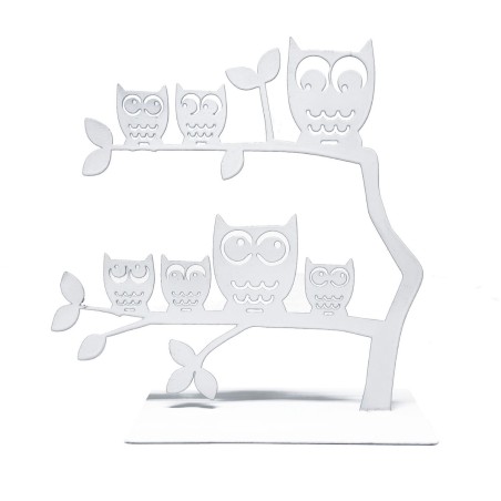 Porte-bijoux Versa Blanc Métal Fer 7 X 18 X 18 CM Famille Hiboux