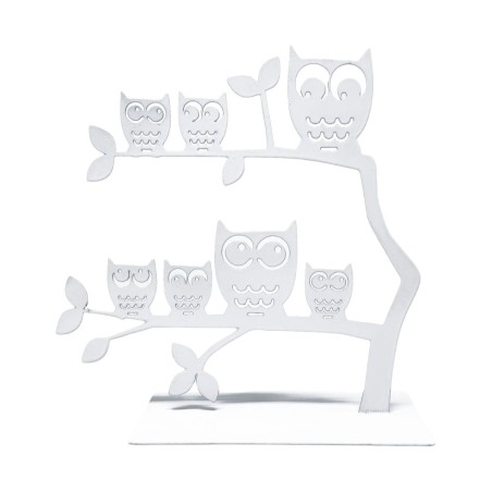 Porte-bijoux Versa Blanc Métal Fer 7 X 18 X 18 CM Famille Hiboux
