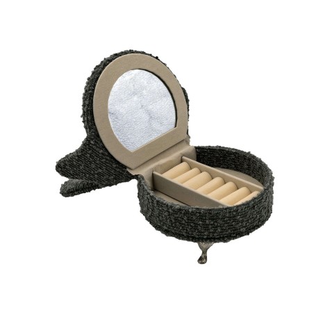 Boîte à bijoux Versa Gris Polyester Métal Miroir Bois MDF 12 x 19 x