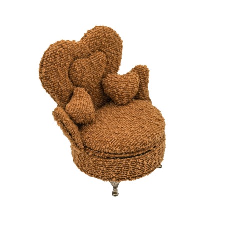 Boîte à bijoux Versa Moutarde Polyester Métal Miroir Bois MDF 12 x