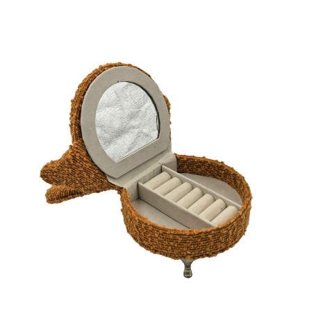 Scatola-Portagioie Versa Senape Poliestere Metallo Specchio Legno MDF