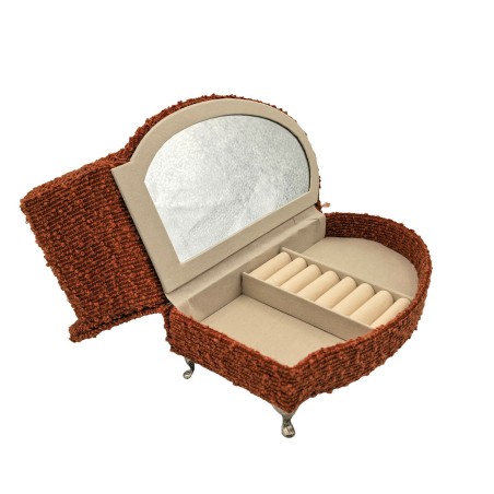 Jewelry box Versa Red Polyester Metal Mirror MDF Wood 12,5 X 17 X 26,5