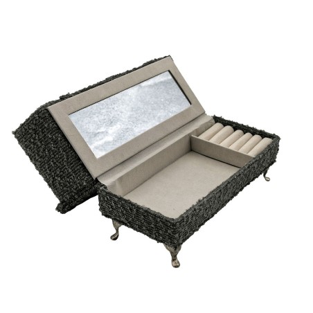 Boîte à bijoux Versa Gris Polyester Métal Miroir Bois MDF 9,5 X 12,