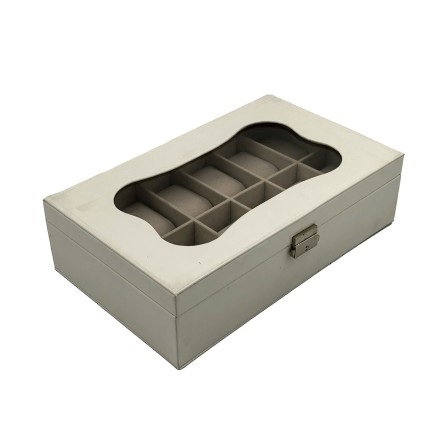 Box for watches Versa White Polyurethane Paper Mirror MDF Wood 20 x 8,