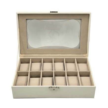 Box for watches Versa White Polyurethane Paper Mirror MDF Wood 20 x 8, 2