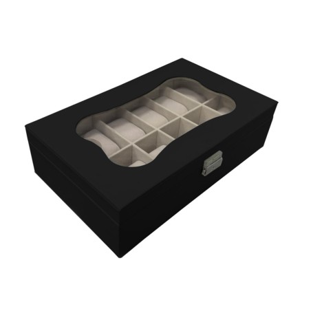 Boîte d'horloge Versa Noir Polyuréthane Papier Miroir Bois MDF 20 x