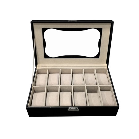 Boîte d'horloge Versa Noir Polyuréthane Papier Miroir Bois MDF 20 x