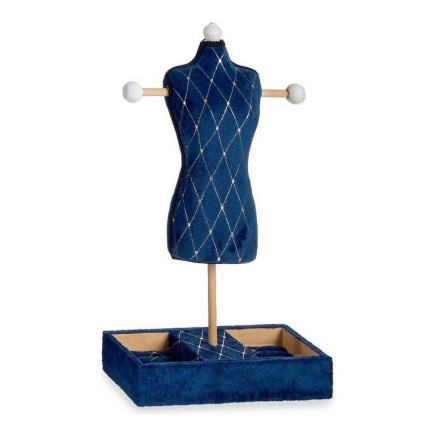 Portagioie Verticale Gift Decor 83942 Azzurro Velluto Legno 12 x 40 x