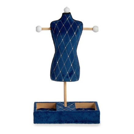 Sieradenhouder Gift Decor 83942 Blauw Fluweel Hout 12 x 40 x 24 cm Rui 2