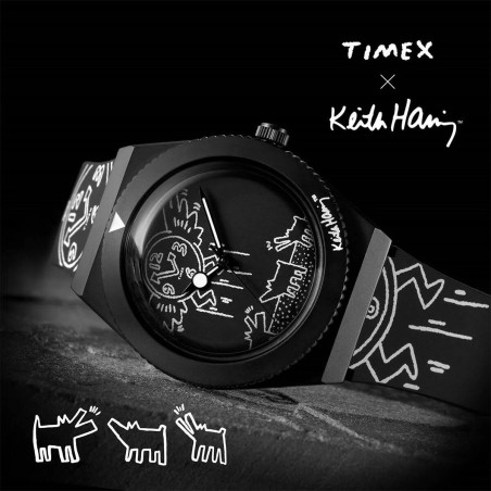 Orologio Uomo Timex Q X KEITH HARING SPECIAL EDT. Nero (Ø 38 mm)