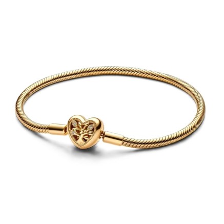 Ladies' Bracelet Pandora FAMILY TREE HEART CLASP SNAKE CHAIN - SIZE 18