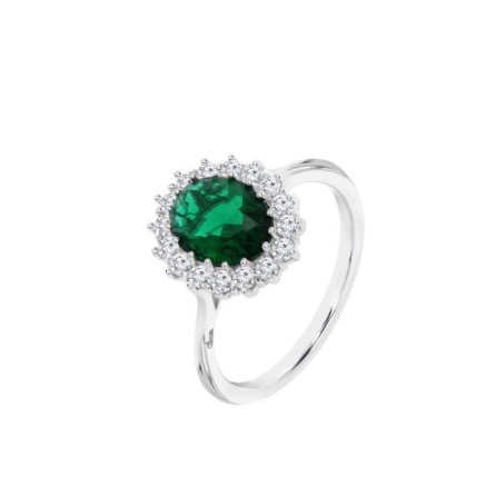Ladies' Ring Lotus LP3459-3/318 Green Silver 18