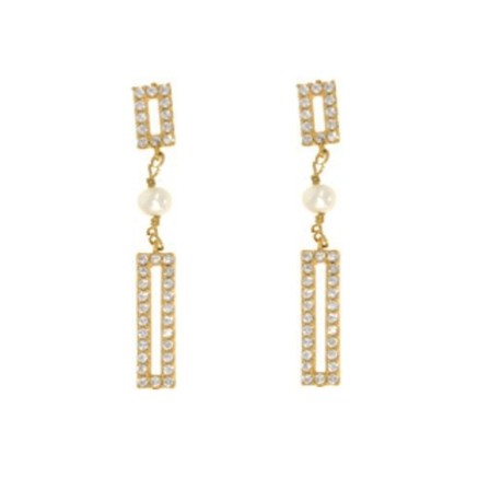 Ladies' Earrings New Bling 9NB-PRL11C Golden