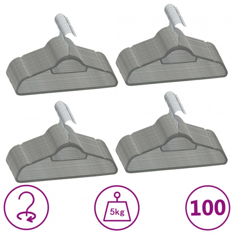 Cintres antidérapants 100 pcs Gris...