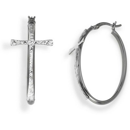 Oorbellen Dames Amen CERCHIO E CROCE BLACK Sterling zilver 925