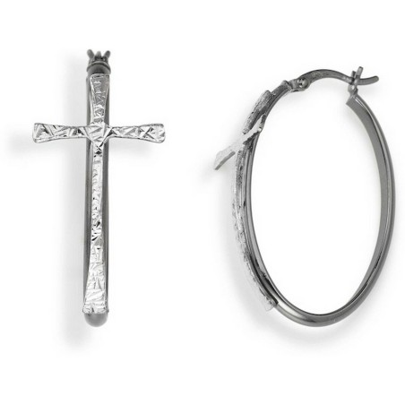Oorbellen Dames Amen CERCHIO E CROCE BLACK Sterling zilver 925