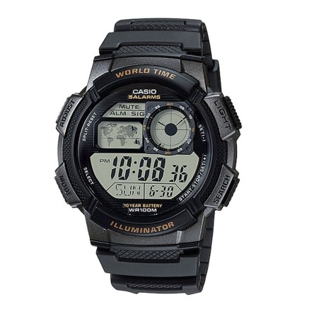 Montre Unisexe Casio WORLD TIME ILLUMINATOR - 5 ALARMS. 10 YEAR BATTER