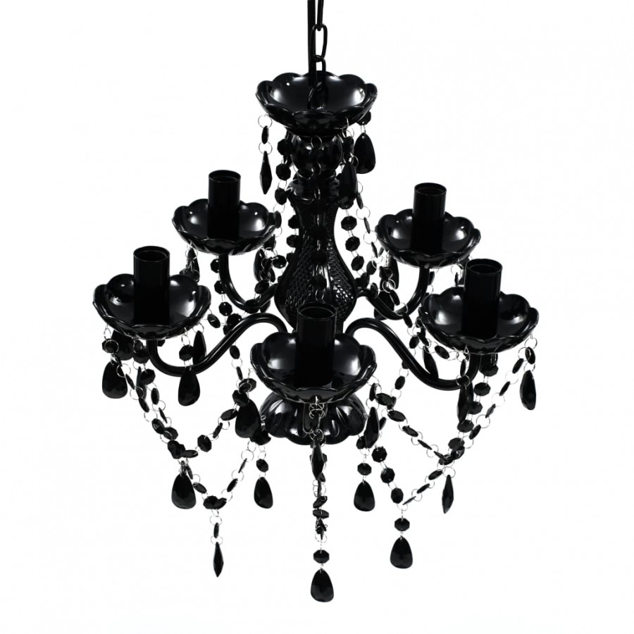 Lustre avec 5 ampoules Crystal noir