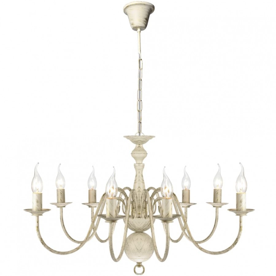 Lustre en métal blanc antique 8 x E14...