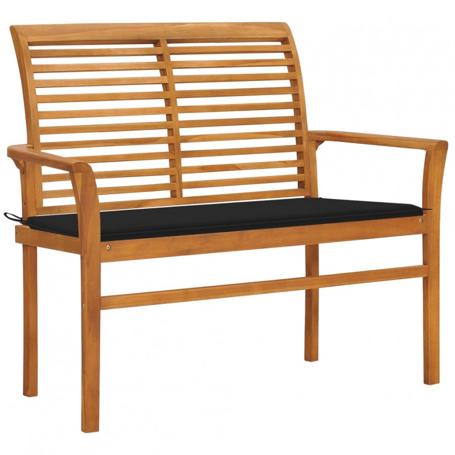 Banc de jardin avec coussin noir 112...