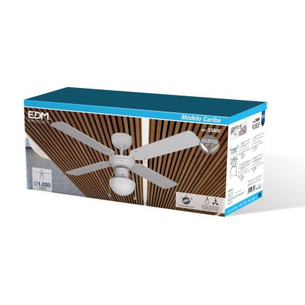 Deckenventilator mit Lampe EDM 33800 Caribe Weiß 50 W 2