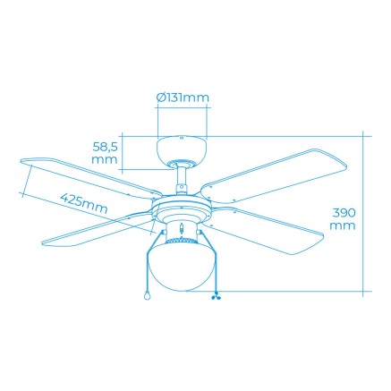 Deckenventilator mit Lampe EDM 33801 Caribe Silberfarben 50 W 2