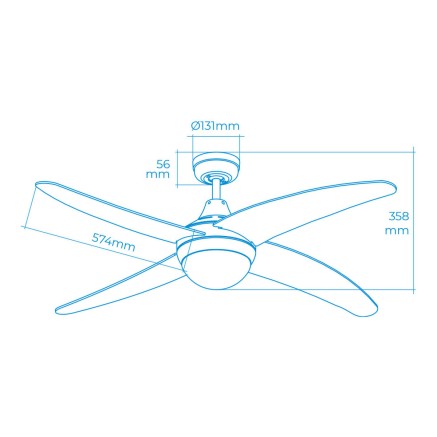 Ventilateur de Plafond avec Lumière EDM 33806 Caspio Blanc 60 W 2