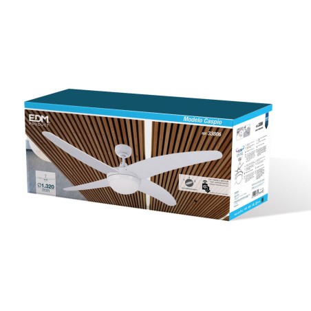Plafondventilator met licht EDM 33806 Caspio Wit 60 W